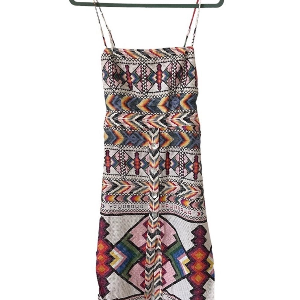FARM Rio Tribal-Print Multicolor Midi Dress with Rope Tie - Picture 3 of 5